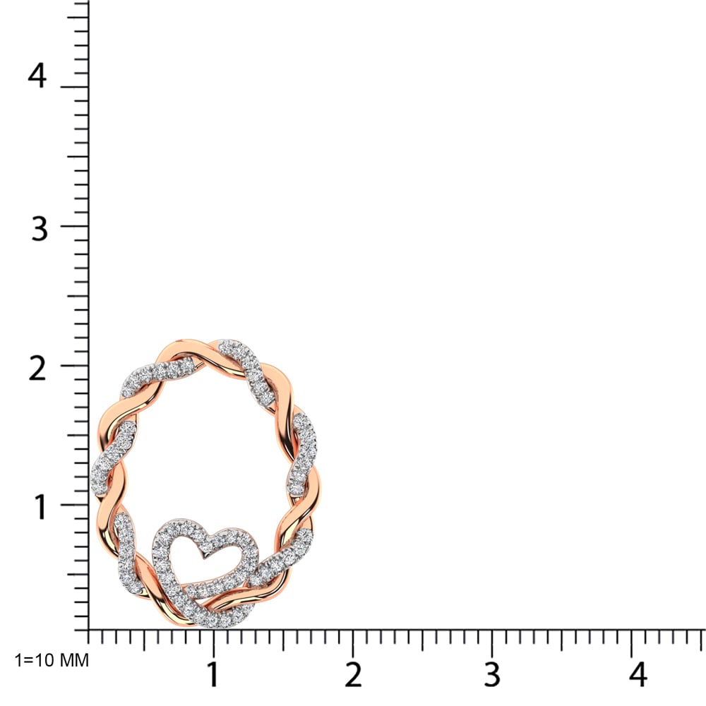 14K Rose Gold Diamond 1/4 Ct.Tw. Circle and Heart Fashion Pendant