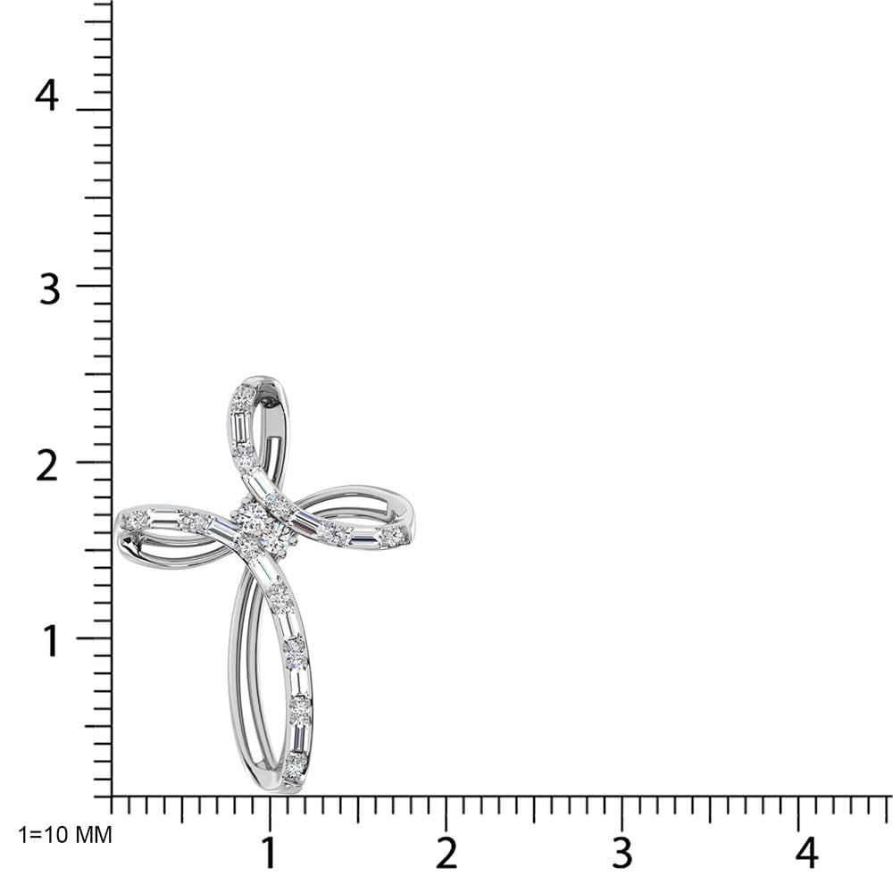 14K White Gold Diamond 1/5 Ct.Tw. Cross Pendant
