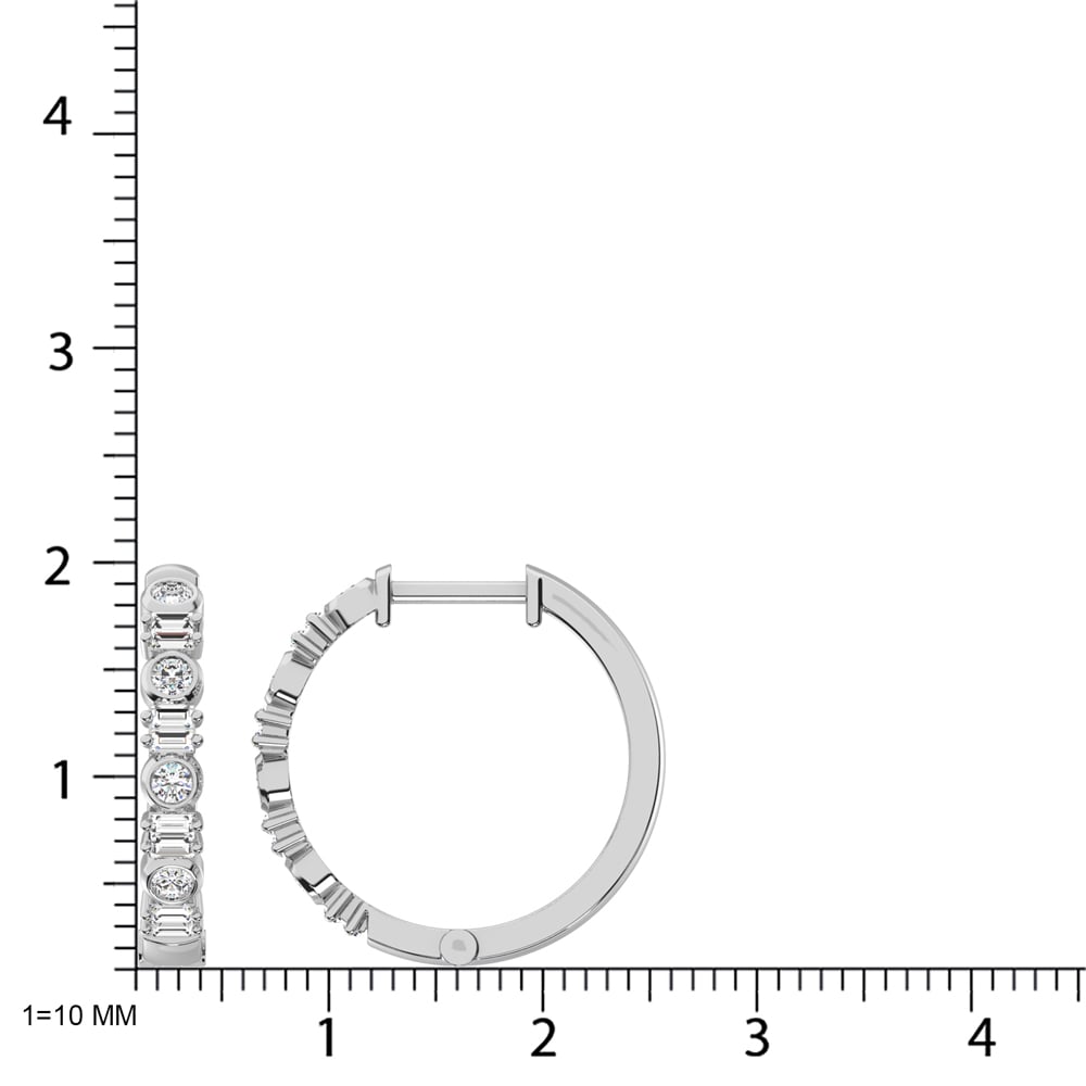 14K White Gold Diamond 1/2 Ct.Tw. Hoop Earrings