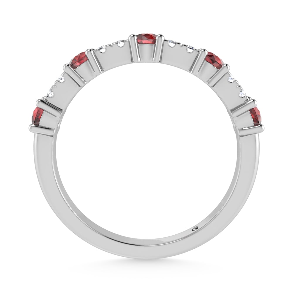 14K White Gold Diamond 1/2 Ct. Tw. Alternate Diamond and Garnet Stackable Band