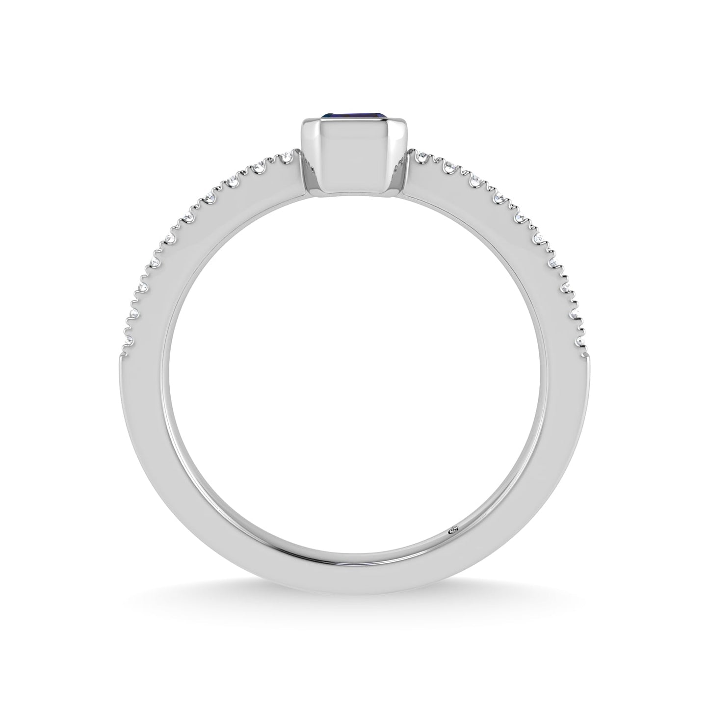 14K White Gold Diamond 3/8 Ct.Tw. And Blue Sapphire Fashion Ring