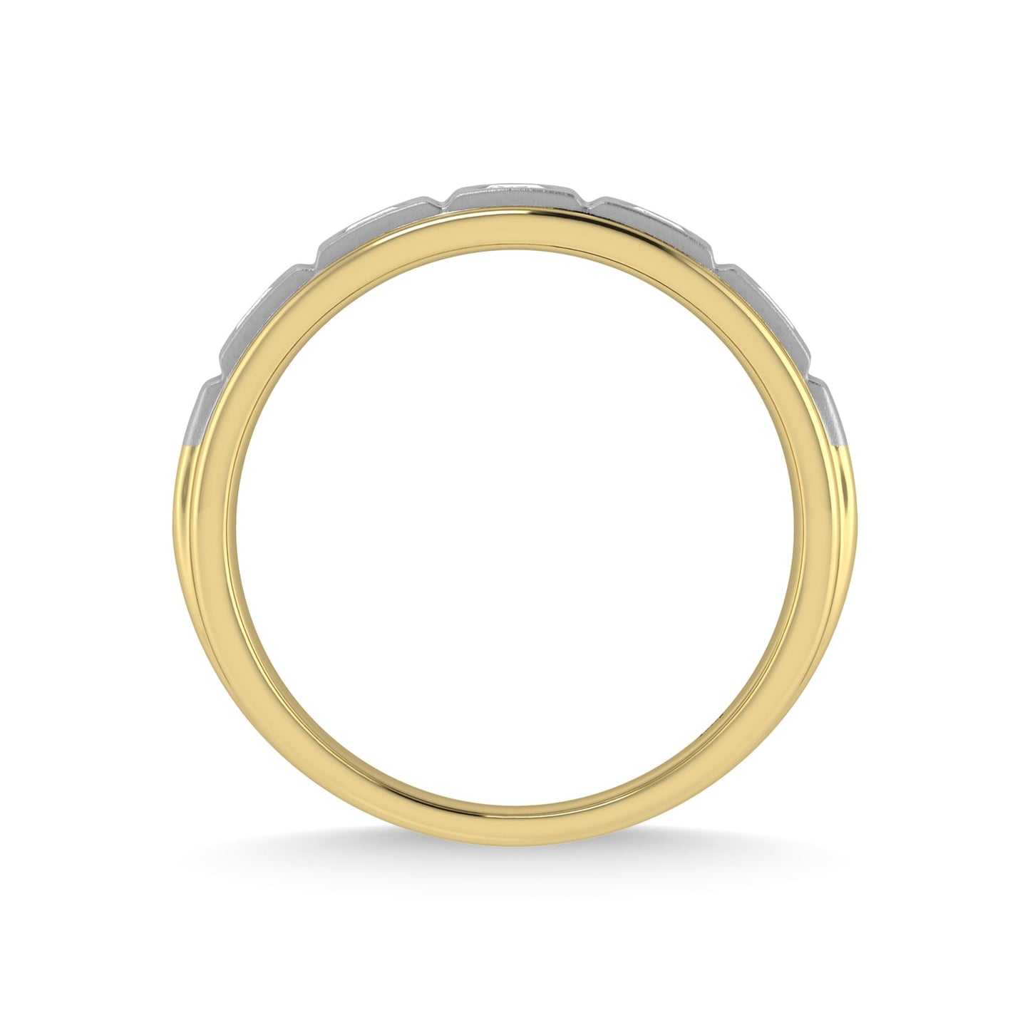 14K Yellow Gold Diamond 1/2 Ct.Tw. With White Rhodium Facet Men?s Machine Band