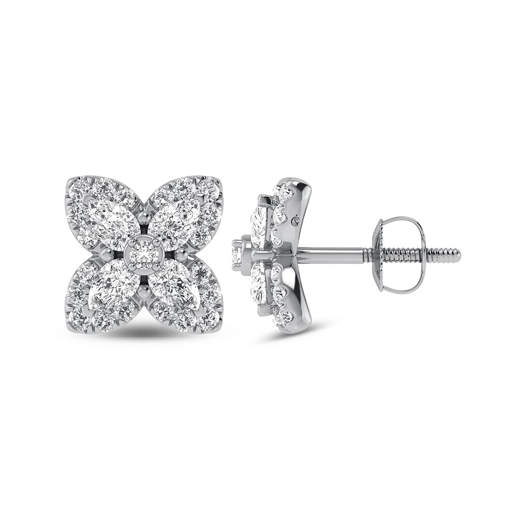 14K White Gold Diamond 1 1/6 Ct.Tw. Fashion Earrings