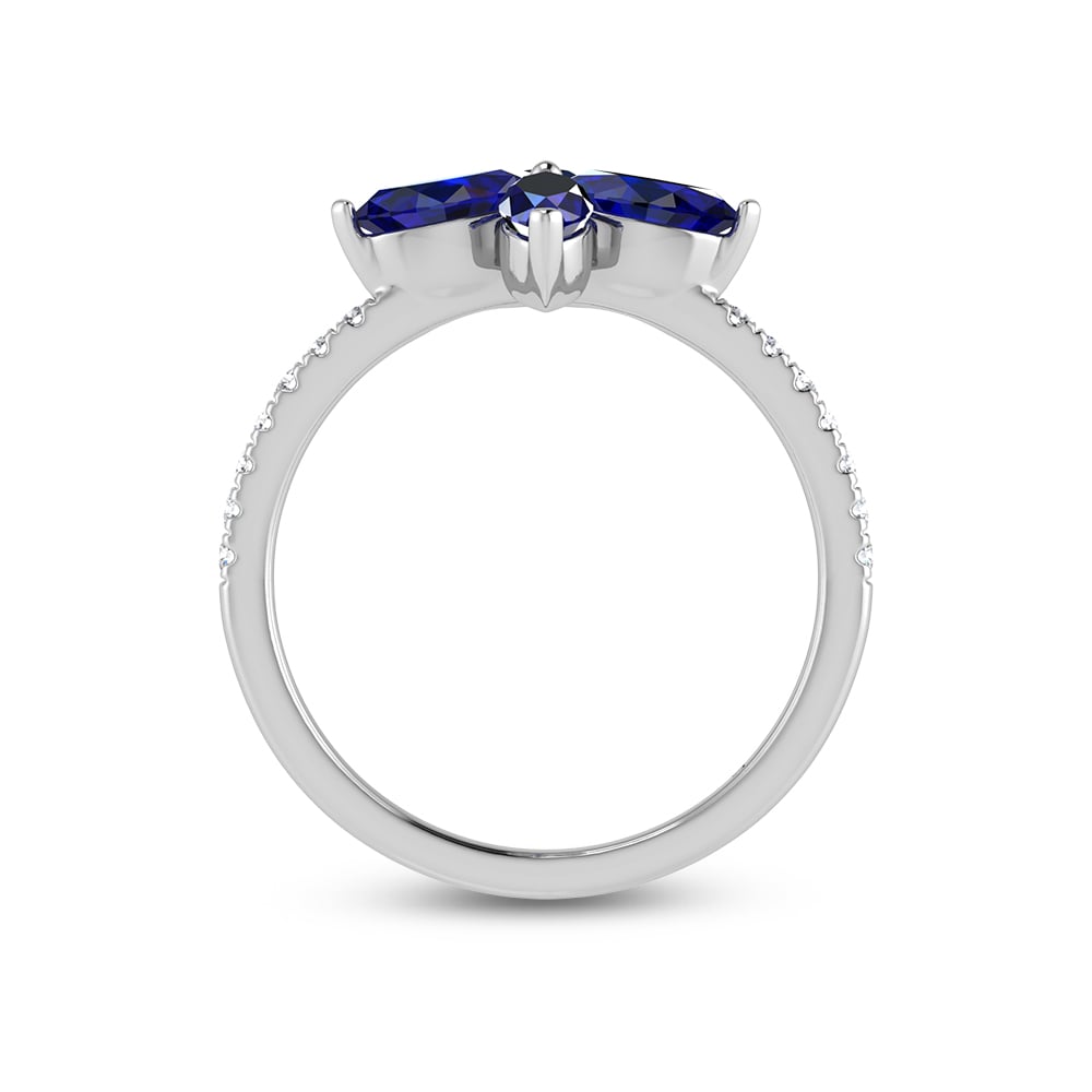 14K White Gold Diamond 1 1/3 Ct.Tw. & Blue Sapphire Fashion Ring