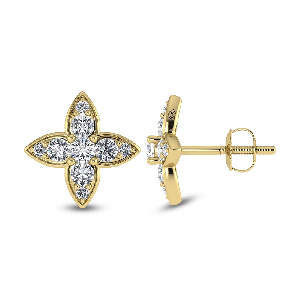 14K Yellow Gold Diamond 3/4 Ct.Tw. Fashion Earrings