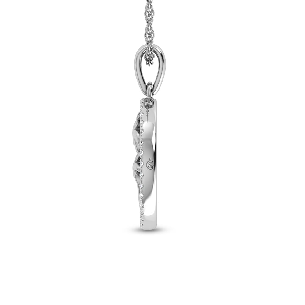 14K White Gold 1/6 Ct.Tw. Diamond Sea Of Life palm Tree Pendant