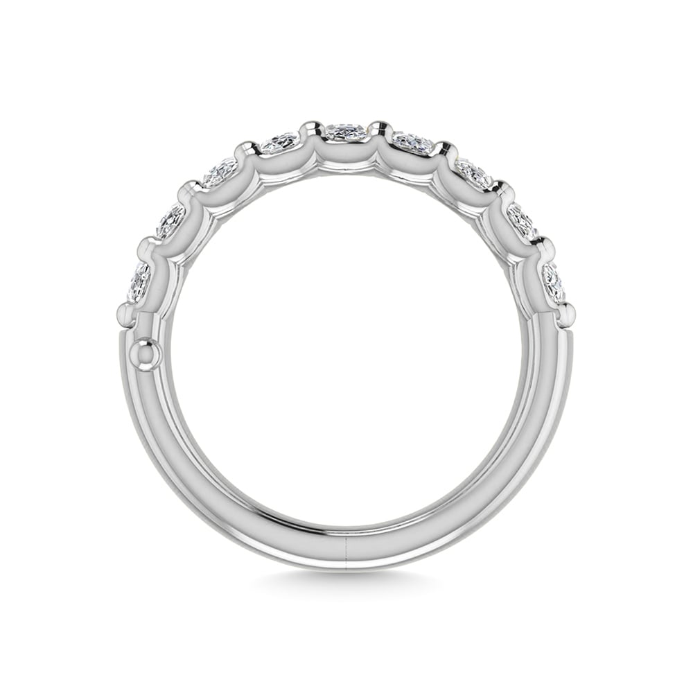 14K White Gold Diamond 1 Ct.Tw. Oval Shape Half way Wedding Band