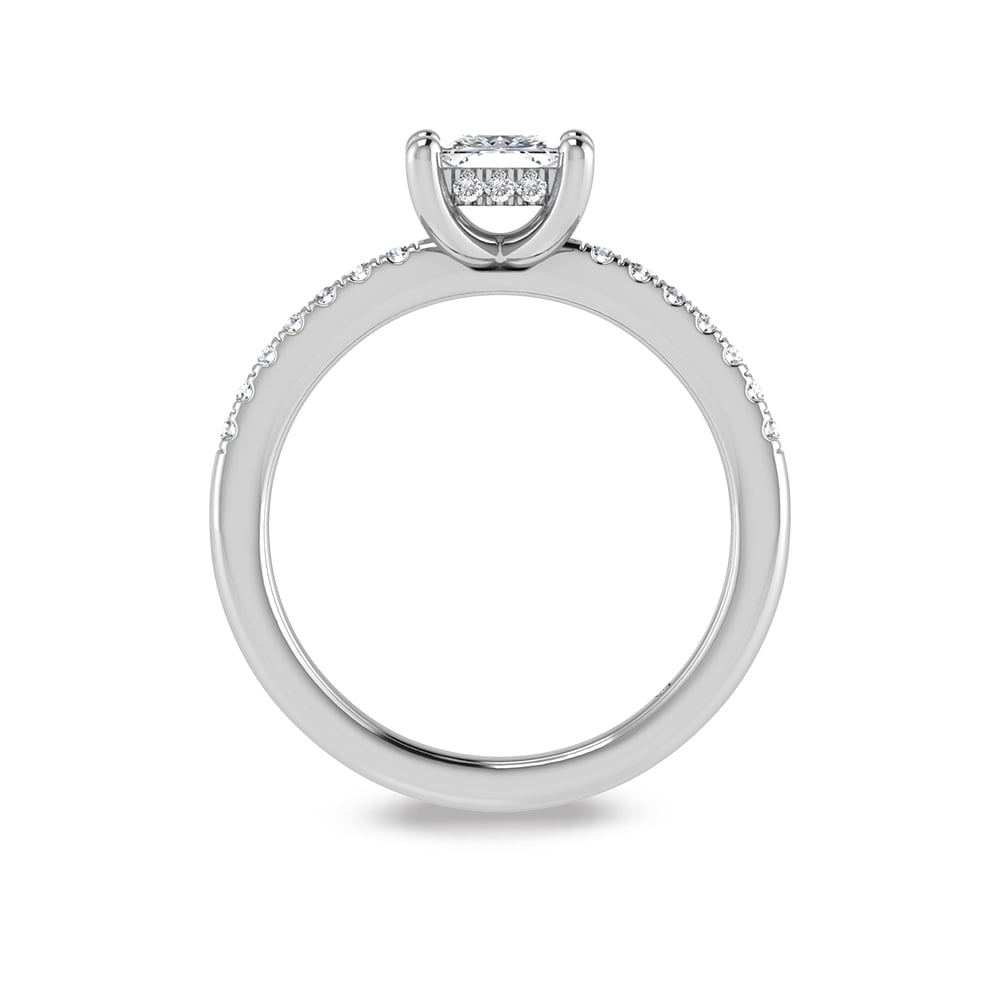 14K White Gold Princess Cut Lab Grown Diamond 1 1/5 ct.tw. Hidden Halo Engagement Ring