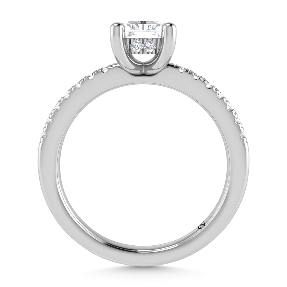 14K White Gold Lab Grown Diamond 1 1/5 Ct.Tw. IGI Certified Radiant Shape Hidden Halo Engagement Ring