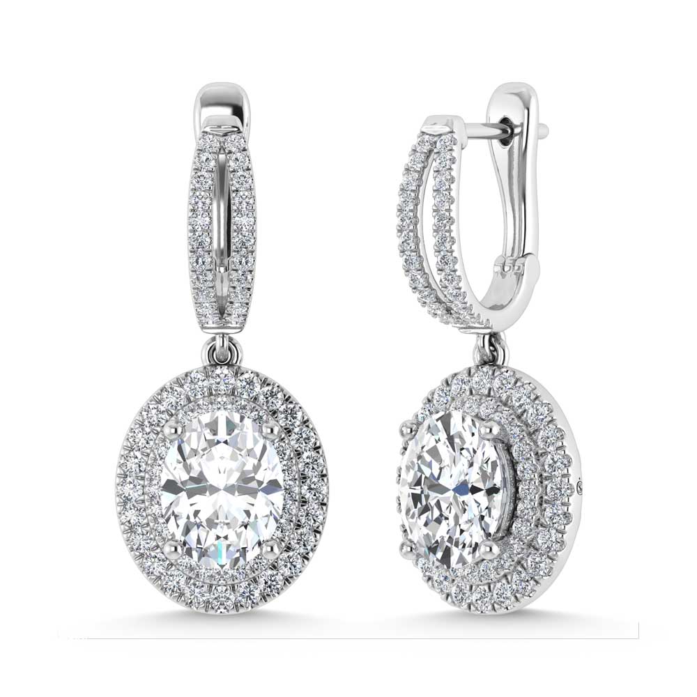 14K White Gold Lab Grown Diamond 4 7/8 Ct.Tw. Oval Shape Fashion Earring