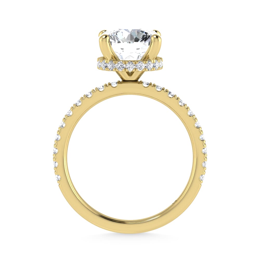 14K Yellow Gold Lab Grown Diamond 3 1/2 Ct.Tw. Round Shape Halo IGI Certified Engagement Ring (Center 3 ct)