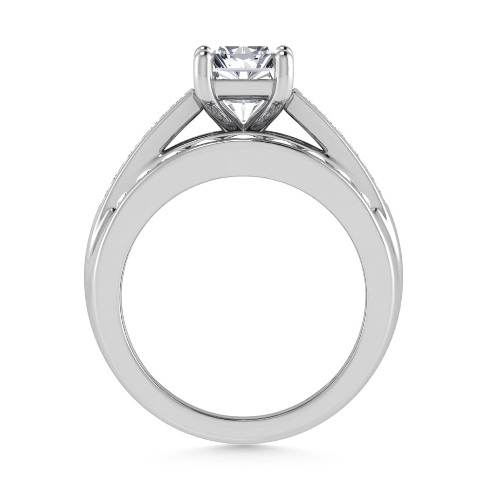 10K White Gold Lab Grown Diamond 3 7/8 Ct.Tw. Radiant Shape Engagement Ring (IGI Certified 2CT)