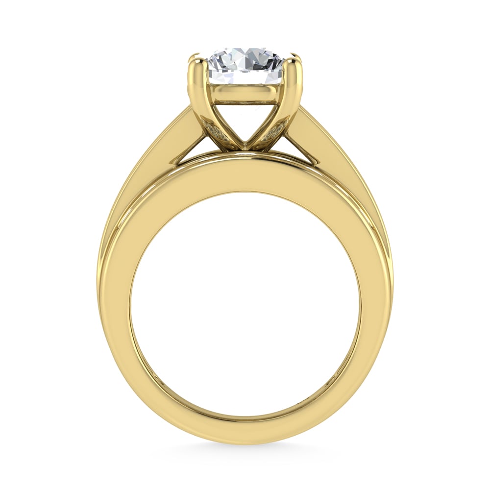10K Yellow Gold Lab Grown Diamond 2 7/8 Ct.Tw. Round Shape Engagement Ring (IGI Certified 2CT)