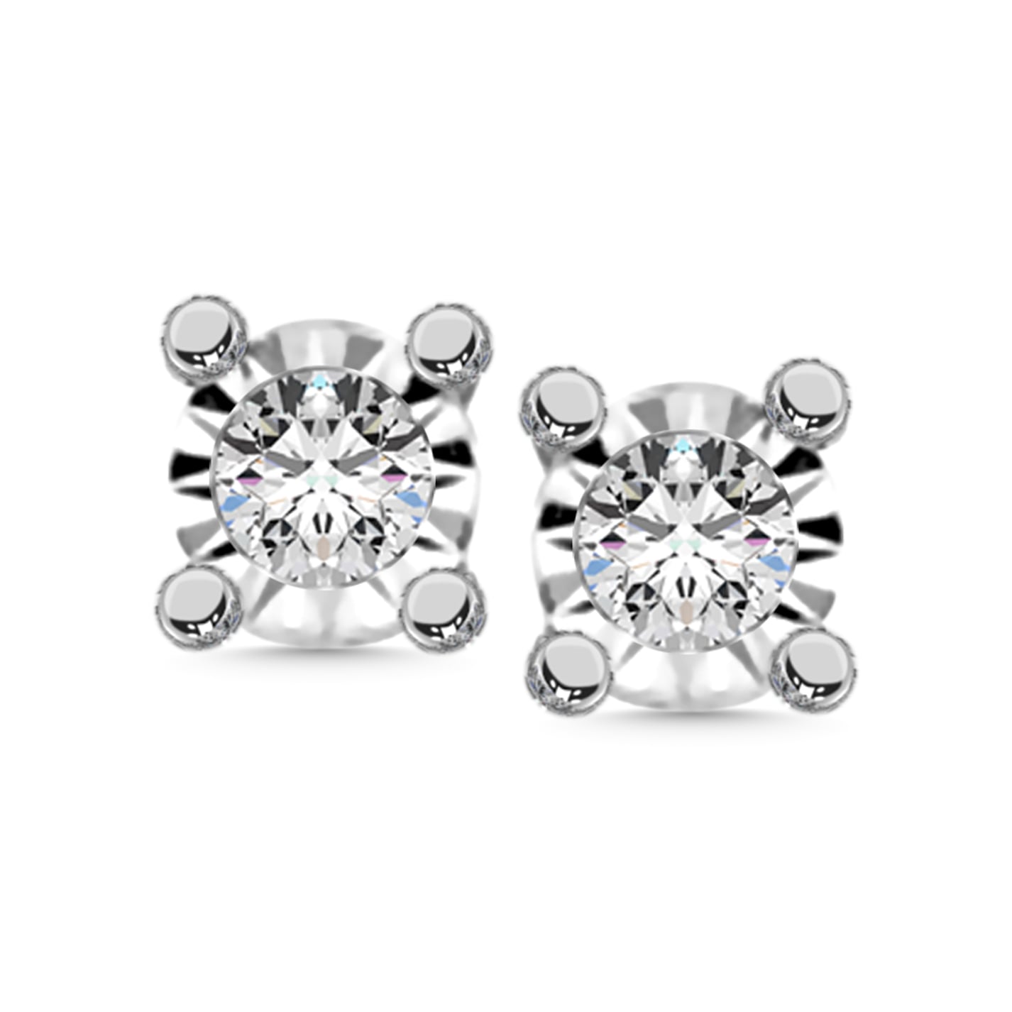 Sterling Silver Lab Grown Diamond 1/10 Ct.Tw. Illusion Stud Earrings (1/5CT Look)