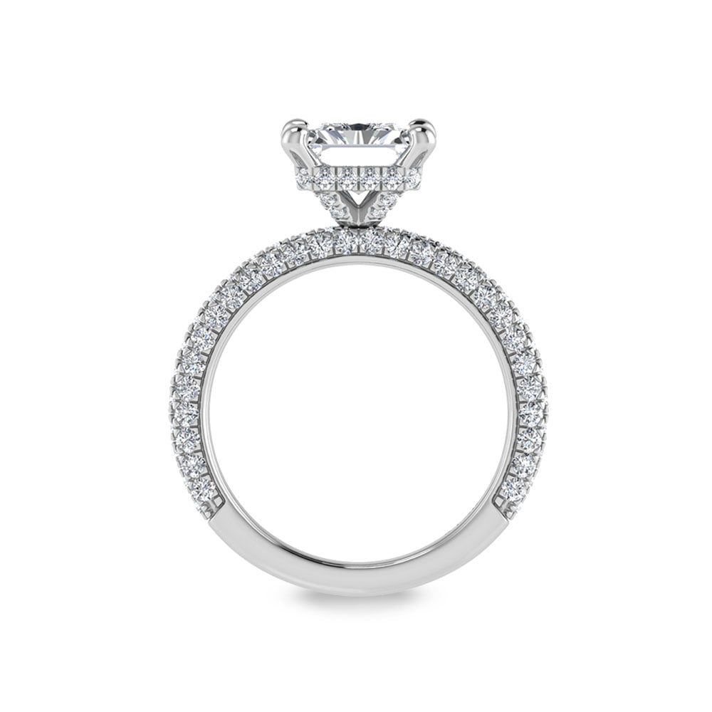14K White Gold Lab Grown Diamond 4 Ct.Tw. IGI Certified Radiant Shape Halo Engagement Ring (Center 3CT)