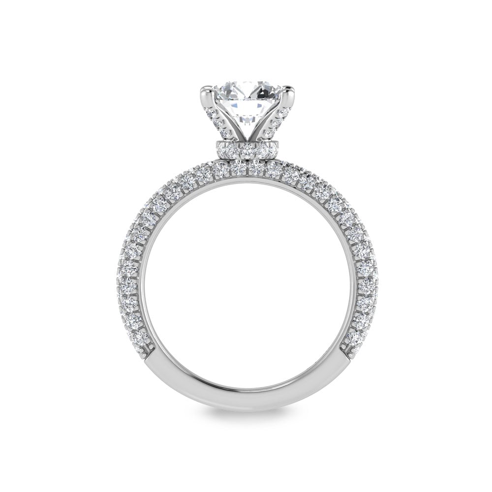 14K White Gold Lab Grown Diamond 3 Ct.Tw. IGI Certified Round Shape Halo Engagement Ring (Center 2CT)