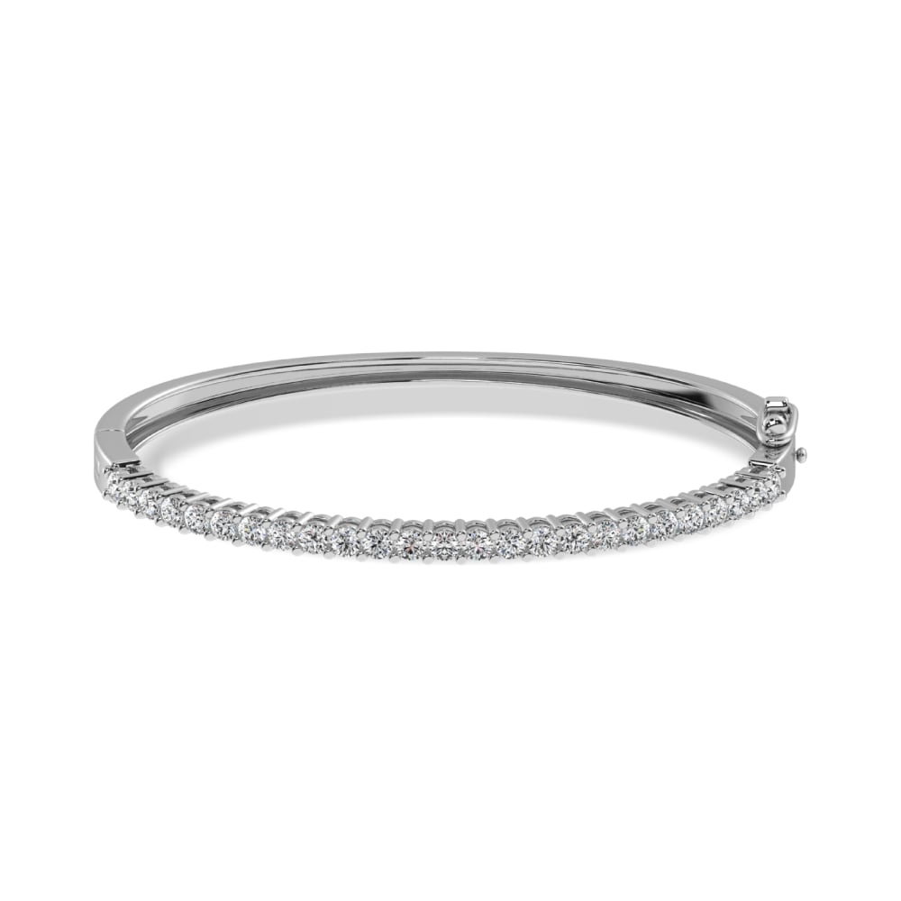 Sterling Silver White Gold Diamond 1 1/2 Ct.Tw. Illusion Bangle