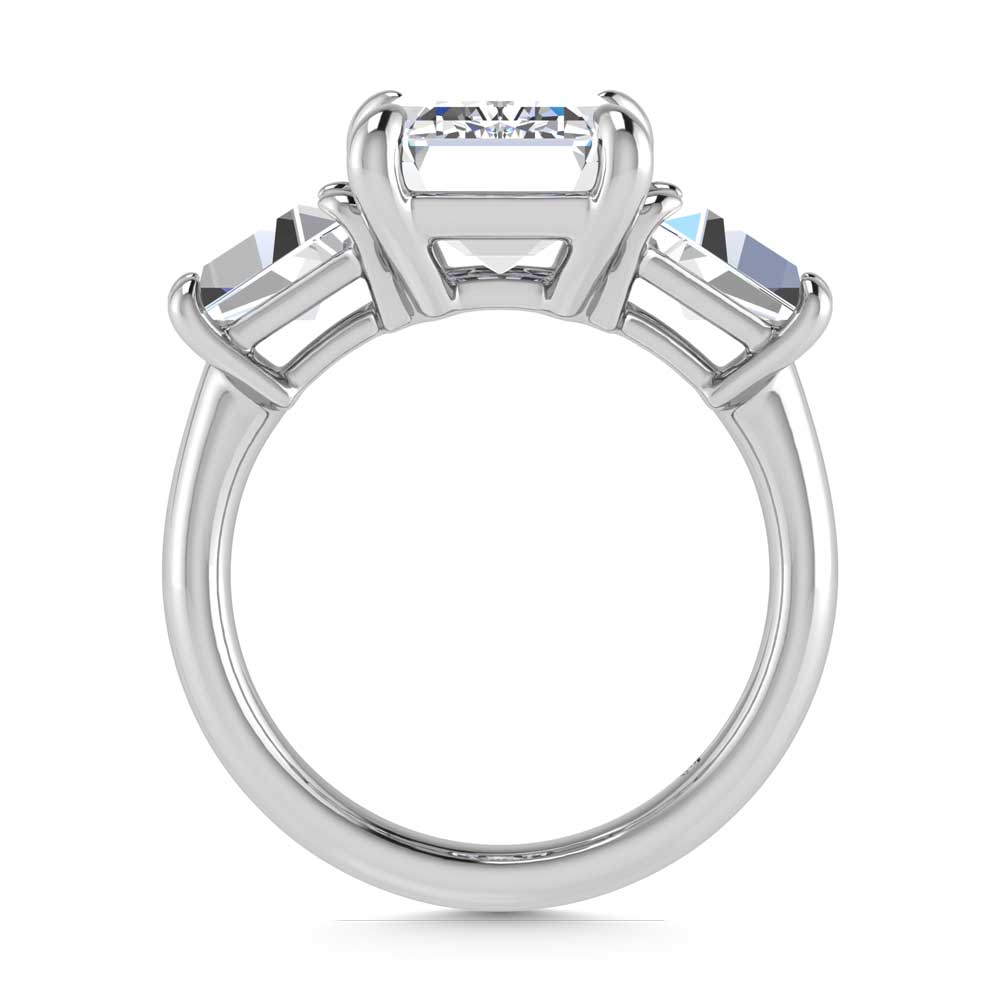 14K White Gold Lab Grown Diamond 7 Ct.Tw. Emerald Shape Three Stone Engagement Ring