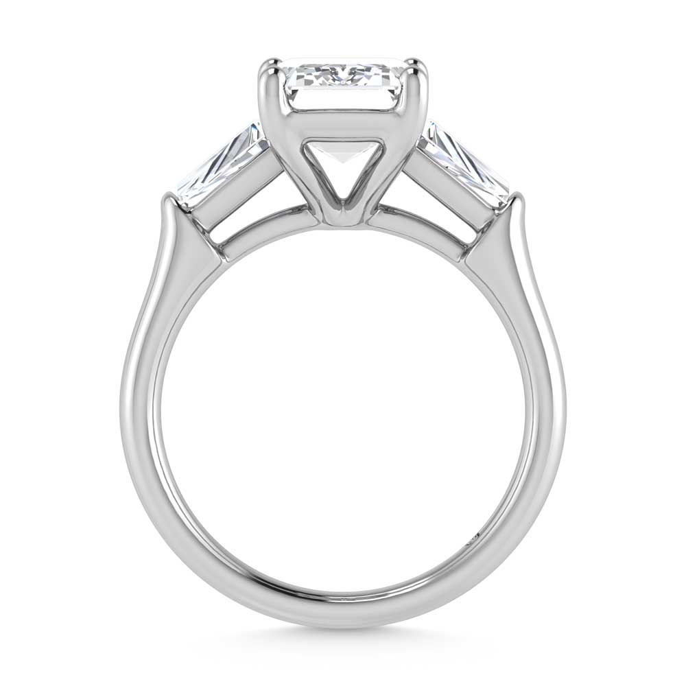 14K White Gold Lab Grown Diamond 4 Ct.Tw. Emerald Shape Three Stone Engagement Ring