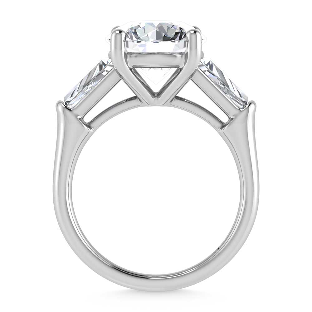 14K White Gold Lab Grown Diamond 5 3/4 Ct.Tw. Round Shape Three Stone Engagement Ring