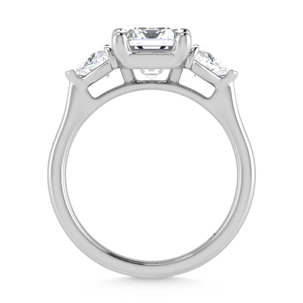 14K White Gold Lab Grown Diamond 3 3/4 Ct.Tw. Emerald Shape Three Stone Engagement Ring