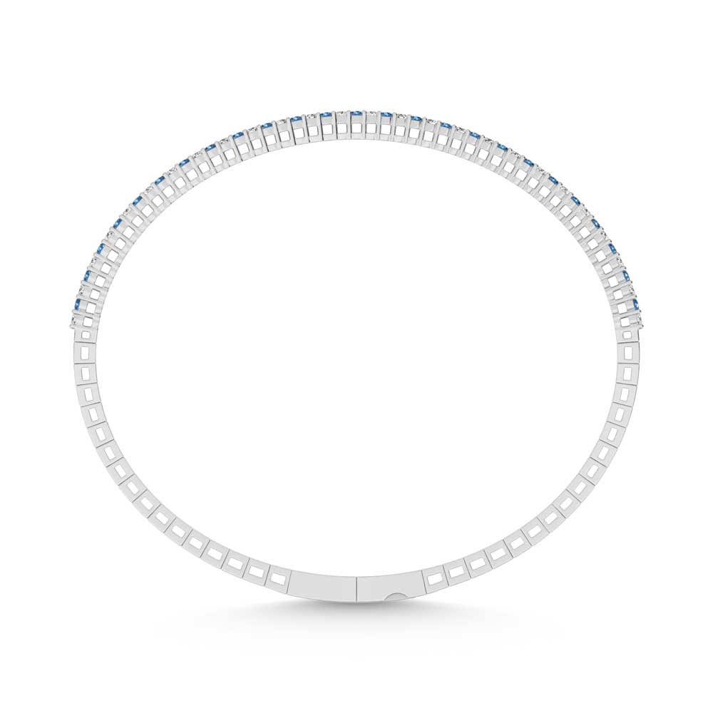 14K White Gold 1 Ct.Tw. Alternate white and Blue Lab Grown Diamond Bangle