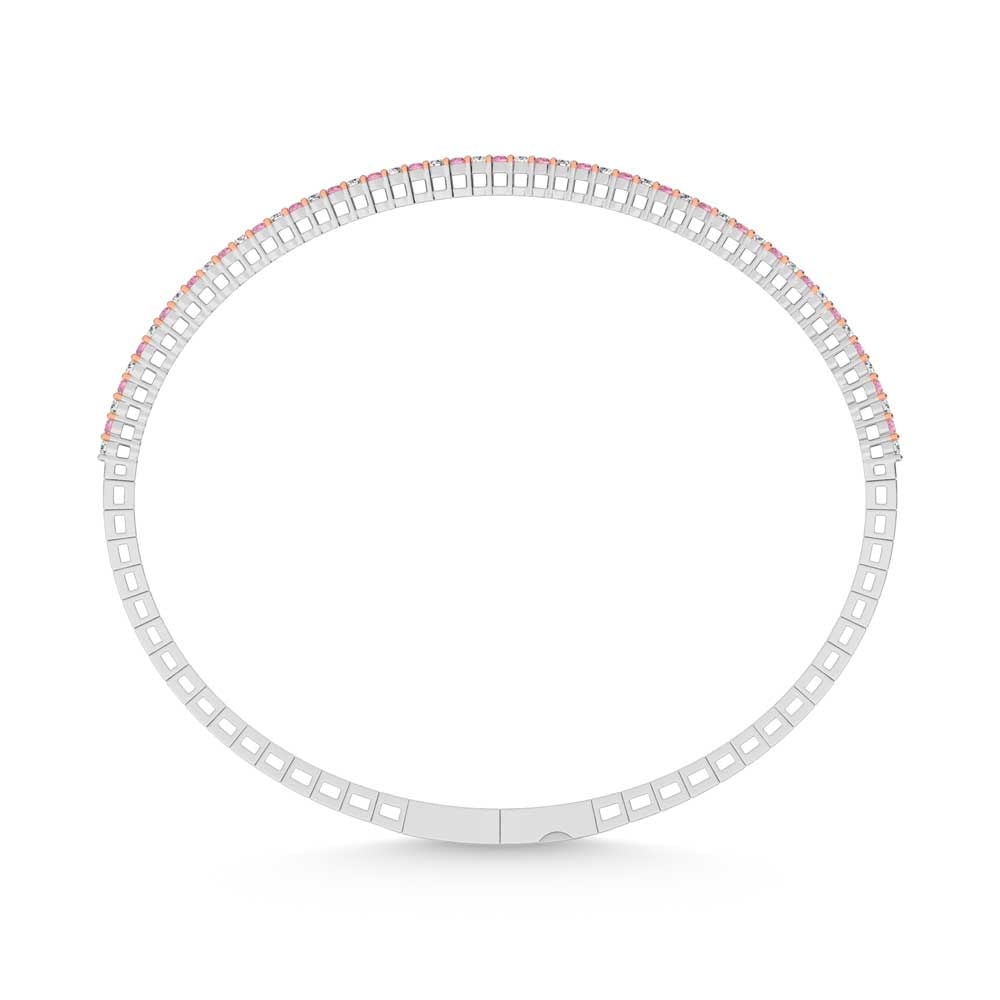 14K White Gold 1 Ct.Tw. Alternate white and Pink Lab Grown Diamond Bangle
