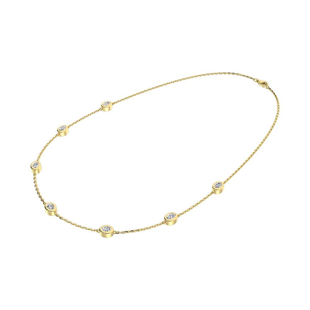 14K Yellow Gold Oval Shape Lab Grown Diamond 5/8 Ct.Tw. 7 Stone Necklace