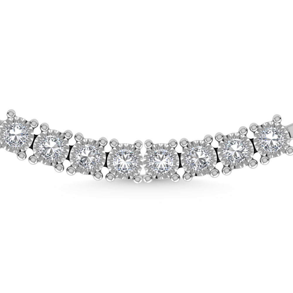 Sterling Silver Lab Grown Diamond 7 5/8 Ct.Tw. 4 Prong Illusion Necklace 18 Inch (20 CT Look)