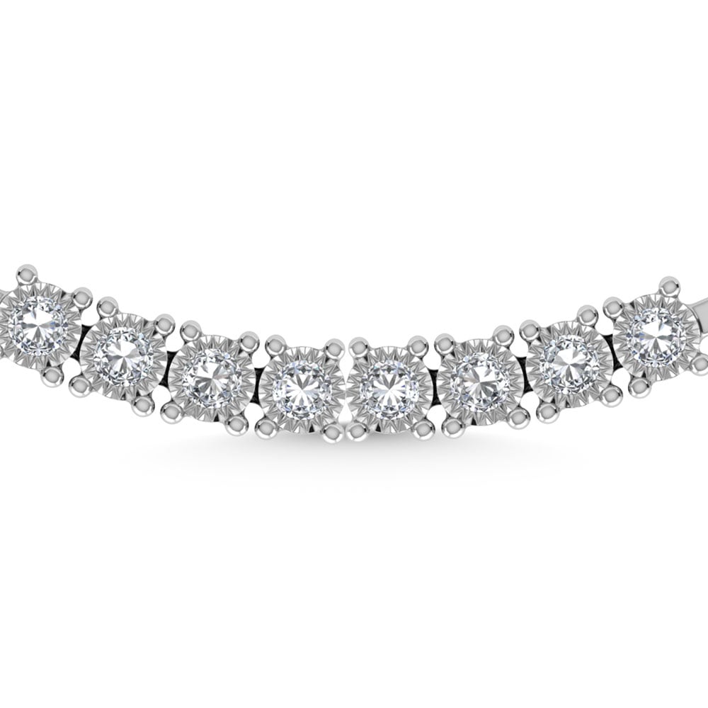 Sterling Silver Lab Grown Diamond 9 3/8 Ct.Tw. 4 Prong Illusion Necklace 22 Inch (20 CT Look)