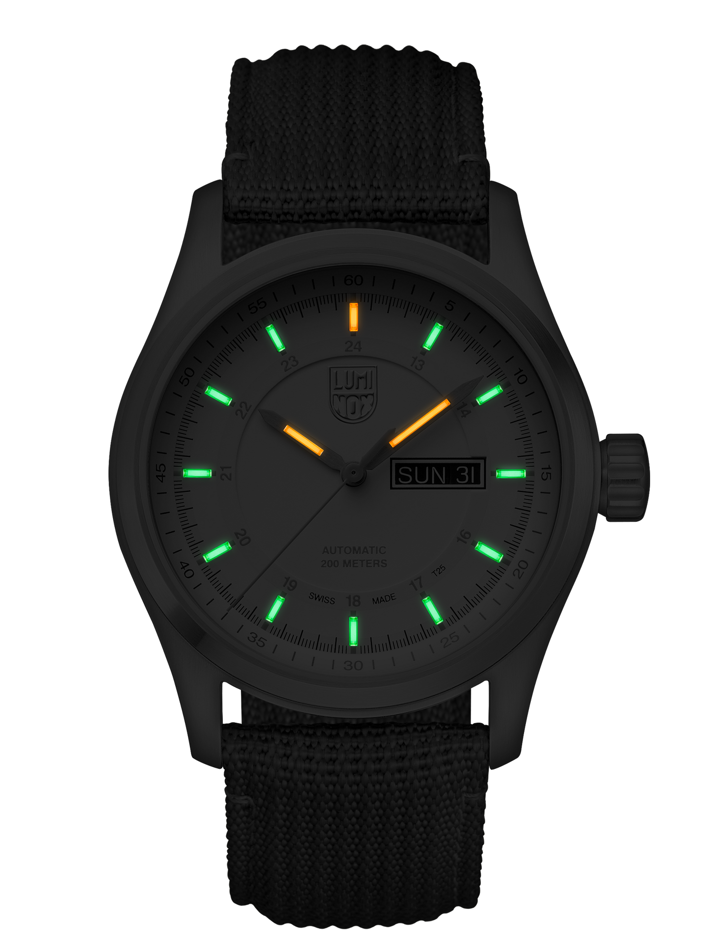 Luminox Atacama Desert Automatic Watch  White Dial, Orange Accents, Army Green Strap, Swiss Made XL.1907.NF