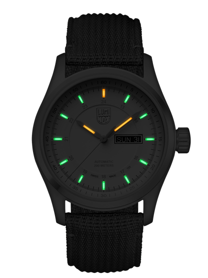 Luminox Atacama Desert Automatic Watch  White Dial, Orange Accents, Army Green Strap, Swiss Made XL.1907.NF