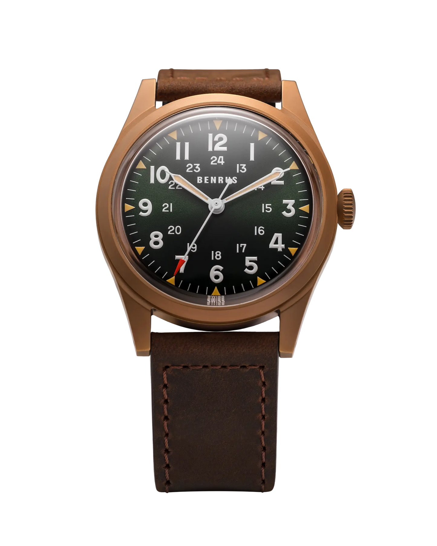 BENRUS DTU UB Swiss Automatic 38mm Bronze PVD Field Watch DTU-BR-G-038-03