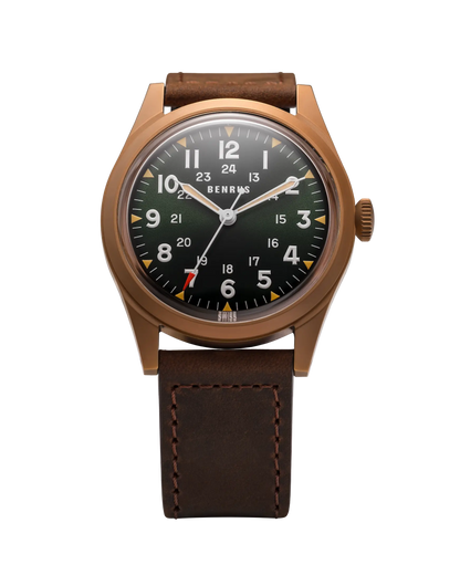 BENRUS DTU UB Swiss Automatic 38mm Bronze PVD Field Watch DTU-BR-G-038-03