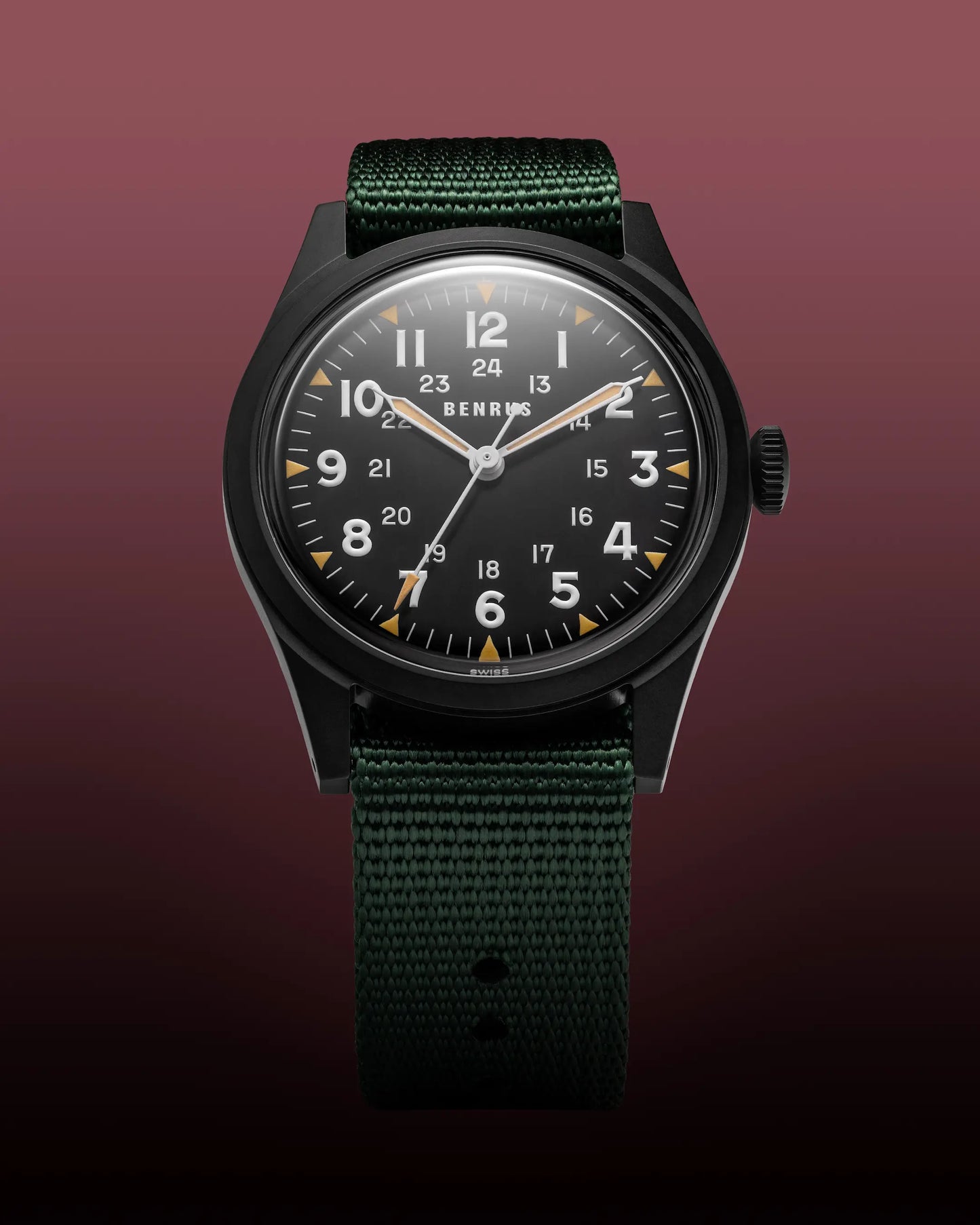 BENRUS DTU Phantom Automatic 38mm Swiss ETA 2892 Military Field Black PVD Watch