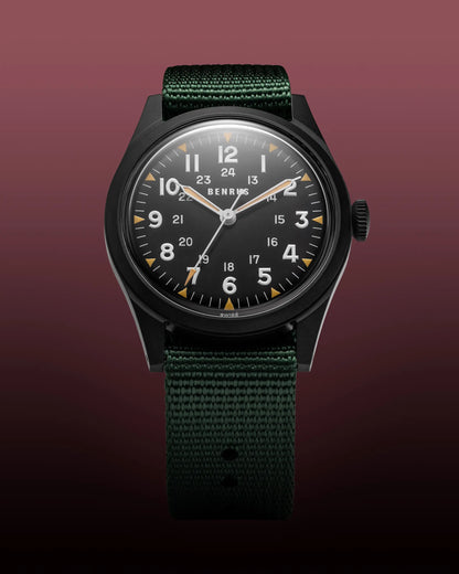 BENRUS DTU Phantom Automatic 38mm Swiss ETA 2892 Military Field Black PVD Watch