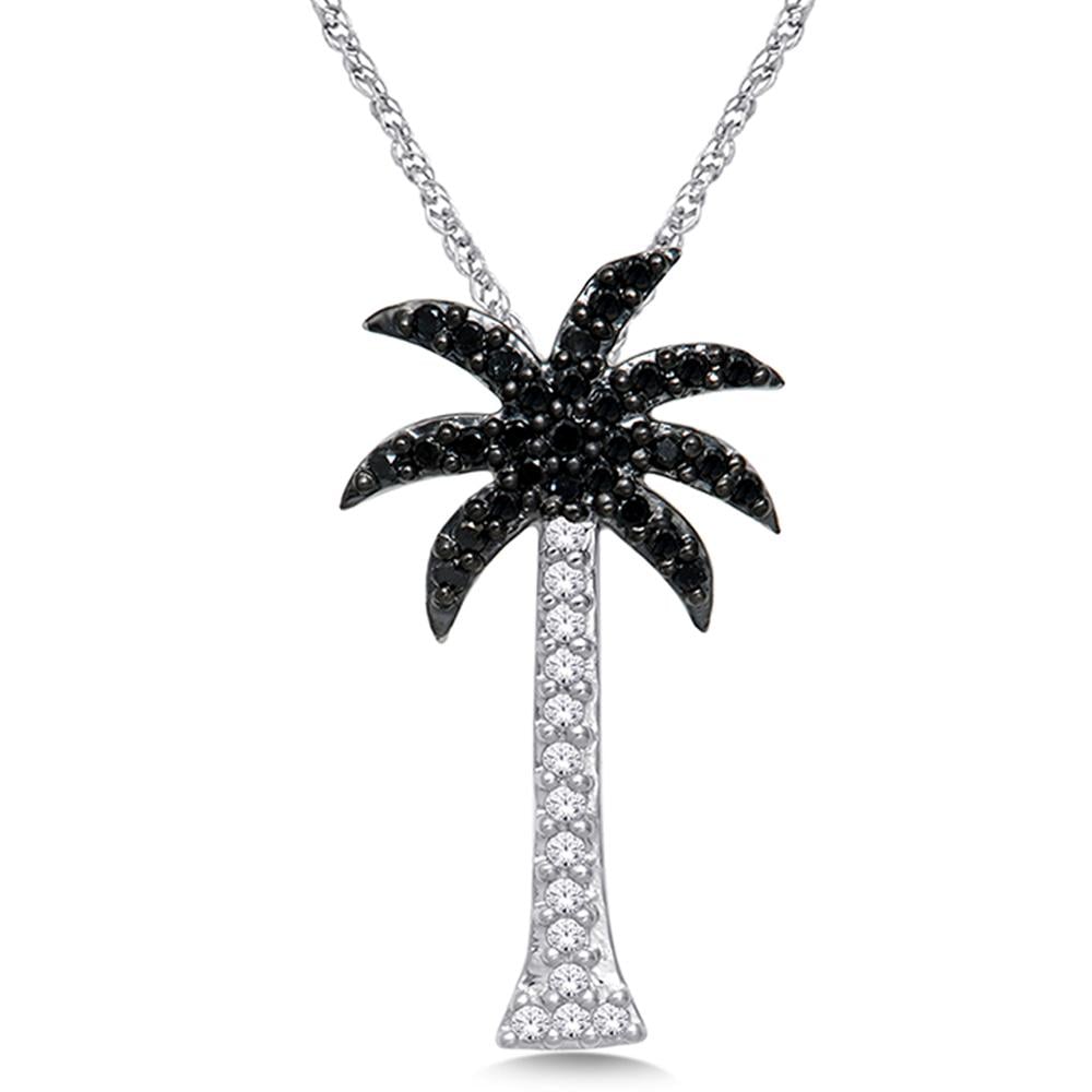 14K White Gold 1/4 Ct.Tw. Diamond Palm Tree Pendant