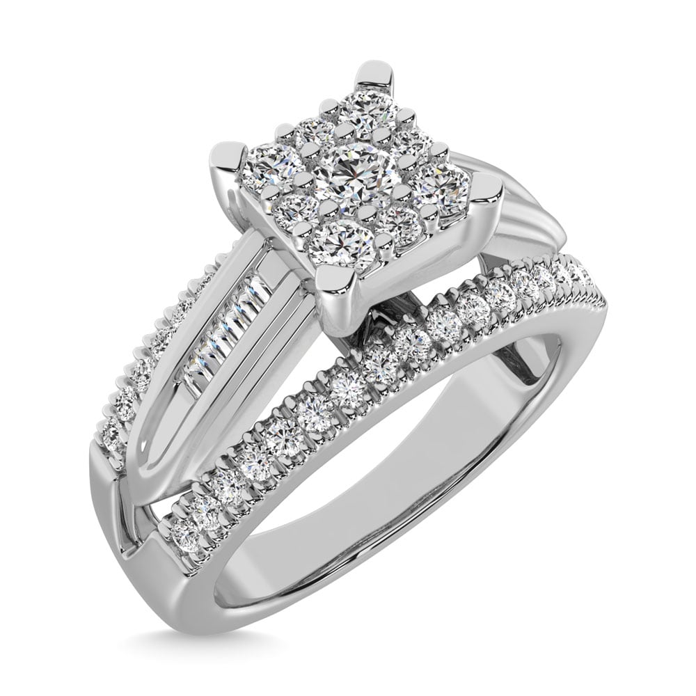 10K White Gold 1/2 Ct.Tw. Diamond Engagement Invisible Ring