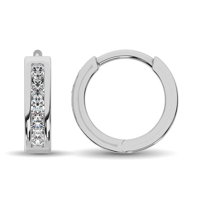 10K White Gold 1/5 Ct.tw Diamond Hoop Earrings