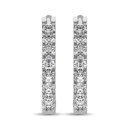 10K White Gold 1/2 Ct.tw Diamond Hoop Earrings