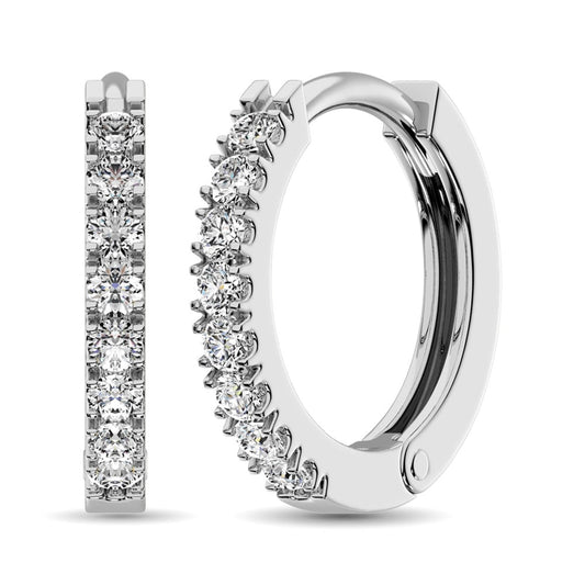 10K White Gold 1/4 Ct.tw Diamond Hoop Earrings