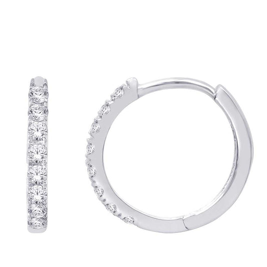 10K White Gold 1/3 Ct.tw Diamond Hoop Earrings