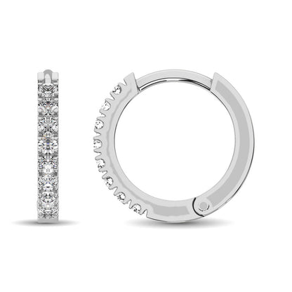 10K White Gold 1/3 Ct.tw Diamond Hoop Earrings