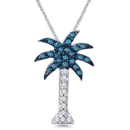14K White Gold 1/10 Ct.tw Diamond Palm Tree Pendant