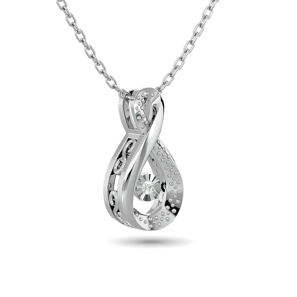 Diamond Shimmering Pendant 1/50 Ct.tw Round-cut in Sterling Silver