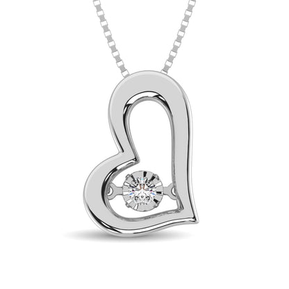 Sterling Silver 1/20 Ct.Tw. Moving Diamond Heart Pendant