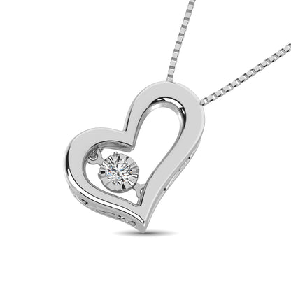 Sterling Silver 1/20 Ct.Tw. Moving Diamond Heart Pendant