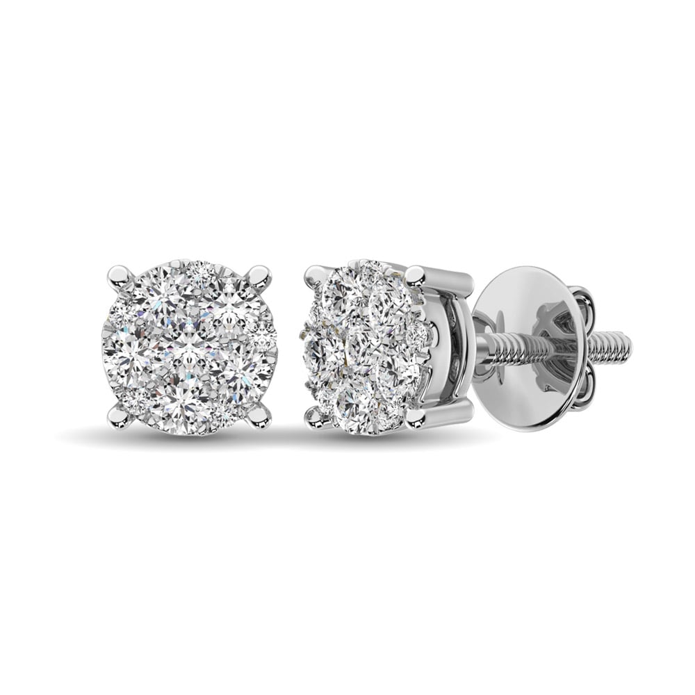 14K White Gold 2/5 Ct.Tw. Diamond Flower Stud Earrings