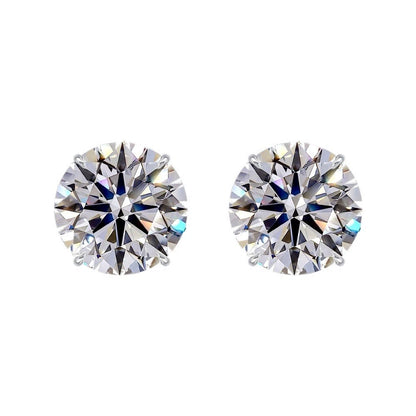 4.00 Ct Round Cut Certified VS1/EF Lab Grown Diamond Studs 14K Solid White Gold Screw Backs