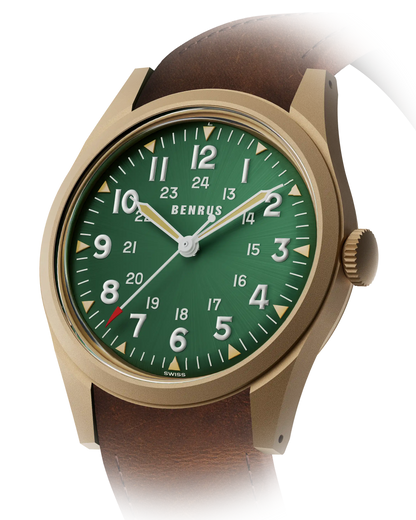 BENRUS DTU UB Swiss Automatic 38mm Bronze PVD Field Watch DTU-BR-G-038-03